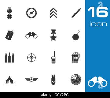 Vector black military icons set Stock Vector