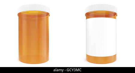 Set bottle of prescription pill with labels template. 3d illustration Stock Photo