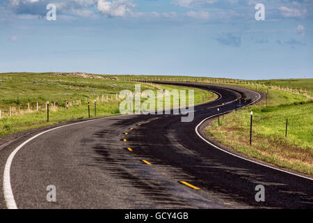 A winding road in western Nebraska, United States.