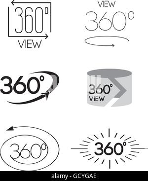 360 Degrees View Vector Icon Stock Vector