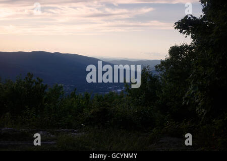A twilight view from Mount Prospect on the Appalachian Trail in Massachusetts. Stock Photo