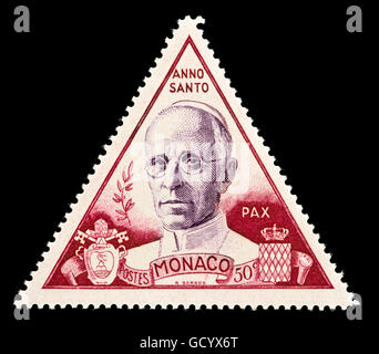 Postage stamp from Monaco depicting Pope Pius XII. Stock Photo