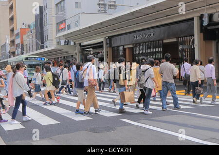 People shop in Shijyo Kawaramachi shopping district in Kyoto Japan. Stock Photo