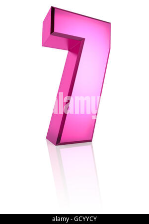 Pink number 7 isolated on white background. 3d rendering Stock Photo