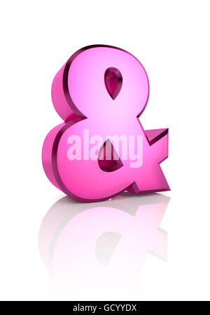 Pink ampersand symbol isolated on white background. 3d rendering Stock Photo