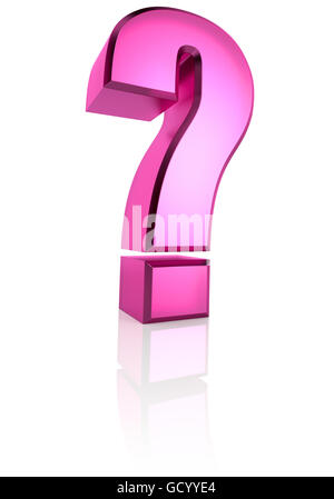 Pink question symbol isolated on white background. 3d rendering Stock Photo