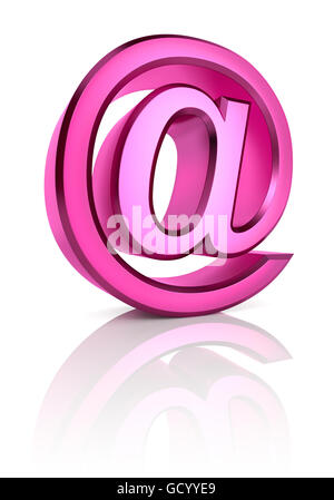 Pink email symbol isolated on white background. 3d rendering Stock Photo