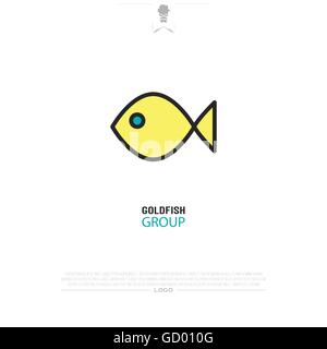 abstract fish icon isolated on white background. vector minimal logo design. hand drawn aquatic symbol, creative fishing emblem Stock Vector