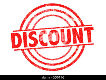 DISCOUNT red Rubber Stamp over a white background. Stock Photo