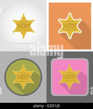 star sheriff wild west flat icons vector illustration isolated on background Stock Vector
