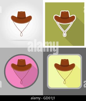 cowboy hat wild west flat icons vector illustration isolated on background Stock Vector