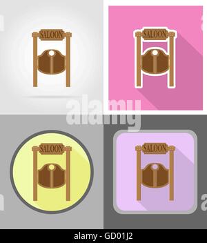 doors in western saloon wild west flat icons vector illustration isolated on background Stock Vector