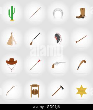 wild west flat icons vector illustration isolated on background Stock Vector