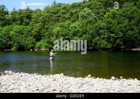 Salmon fishing on the River Lochy, Fort William,Scotland, UK. Stock Photo