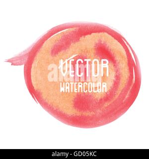 Red and Orange watercolor stain isolated on white background. Vector illustration. Stock Vector