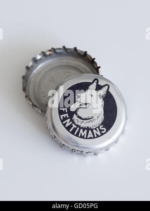 A bottle cap (bottle caps) from a Fentimans soft drink. Stock Photo