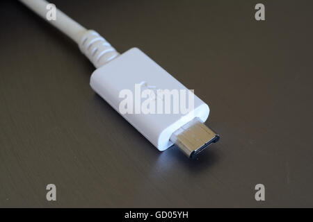 White micro USB plug closeup Stock Photo