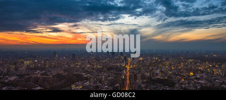 Tokyo sunset aerial panoramic view Stock Photo