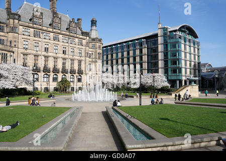 Sheffield Town Hall, Peace Gardens, City centre England UK Mercure hotel Stock Photo