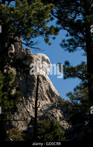 South Dakota.  Black Hills.  Mount Rushmore National Monument. George Washington's head. Stock Photo