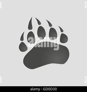 Animals footprints: bear paw. Isolated illustration vector. Bear paw silhouette Stock Vector