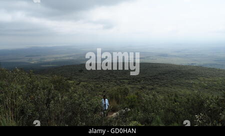 Nairobi. 9th July, 2016. Photo taken on July 9, 2016 shows a view of the Mount Longonot National Park in the Great Rift Valley near Nairobi, capital of Kenya. Mount Longonot is the highest volcanic mountain in the Great Rift Valley, about 2,800 meters above sea level. The dormant stratovolcano is one of the youngest volcanoes in the world, formed from one of the colossal eruptions which became known as the Great Rift Valley. © Zhu Shaobin/Xinhua/Alamy Live News Stock Photo