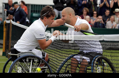 GORDON REID & STEFAN OLSSON  GENTLEMEN'S WHEELCHAIR SINGLES FINAL  THE WIMBLEDON CHAMPIONSHIPS 2016  THE ALL ENGLAND TENNIS CLUB, WIMBLEDON, LONDON, ENGLAND  10 July 2016  DIE18719     Men's Singles Final Day THE ALL ENGLAND TENNIS CLUB, WIMBLEDON, LONDON, ENGLAND 2016 Stock Photo