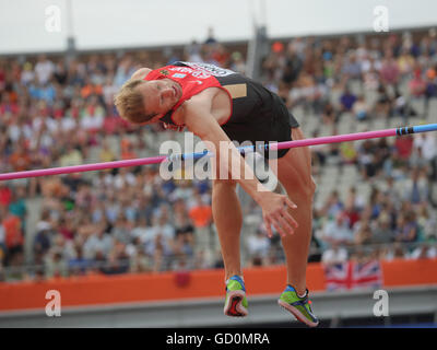 Amsterdam, The Netherlands. 10th July, 2016. German high jumper Eike Onnen at the European Athletics Championships 2016 at the Olympic Stadium in Amsterdam, The Netherlands, 10 July 2016. Photo: Michael Kappeler/dpa/Alamy Live News Stock Photo