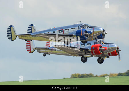 Beech 18 pair IWM Duxford. The Flying Legends Airshow Stock Photo