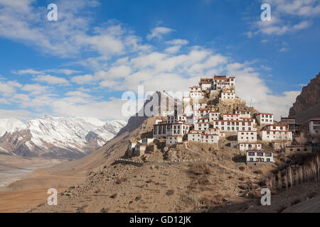 Picturesque view of the Key Gompa Monastery (4166 m) at sunrise. Spiti valley, Himachal Pradesh, India. Stock Photo