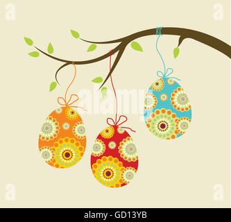 Hanging easter eggs Stock Vector