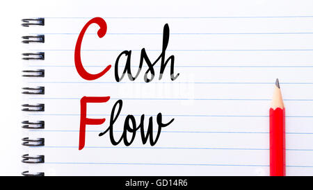 CF Cash Flow written on notebook page with red pencil on the right Stock Photo