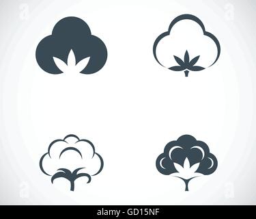 Vector black cotton icons set Stock Vector