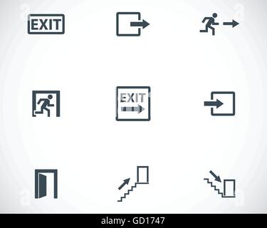 Vector black exit icons set Stock Vector