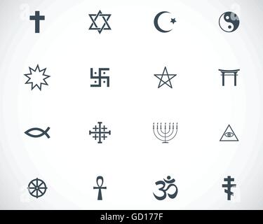 Vector black religious symbols set Stock Vector