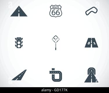 Vector black road icons set Stock Vector