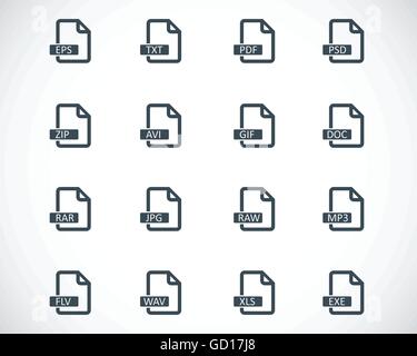 Vector black  file format  icons set Stock Vector