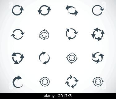 Vector black refresh icons set Stock Vector