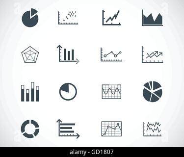 Vector black  diagram icons set Stock Vector