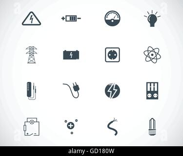 Vector black  electricity icons set Stock Vector