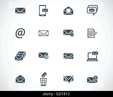 Vector black  email icons set Stock Vector