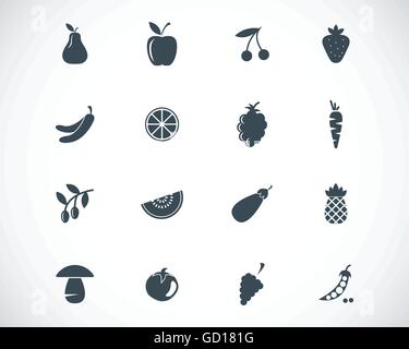 Vector black  food icons set Stock Vector