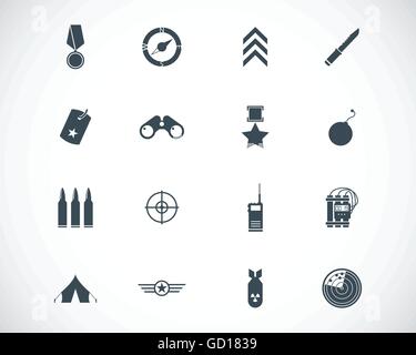 Vector black  military icons set Stock Vector