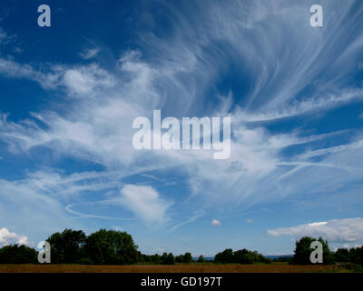 Wispy clouds, Glastonbury, Somerset, UK Stock Photo