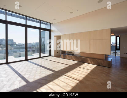 Penthouse interior. Fitzroy Place, London, United Kingdom. Architect: Johnson Naylor , 2016. Stock Photo