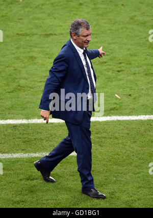 Portugal manager Fernando Santos during in the UEFA Euro 2016 Final at the Stade de France, Paris. Stock Photo