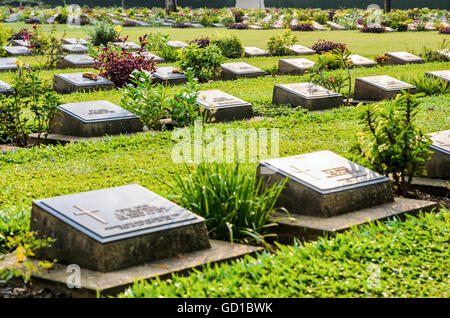 Kanchanaburi War Cemetery (Don Rak) is the historical monuments of allied prisoners of the World War II who died during the cons Stock Photo