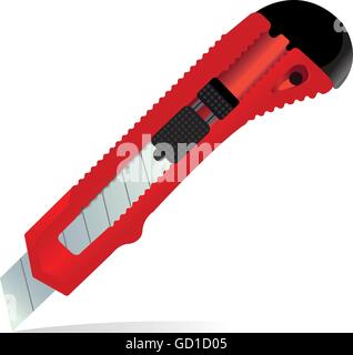 The red stationery knife isolated on white background Stock Vector
