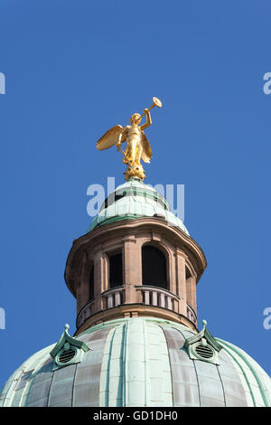 Archangel Michael on the dome, Christuskirche church, Mannheim, Baden-Wuerttemberg Stock Photo