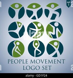 people movement logo set 1designed in a simple way so it can be use for multiple proposes like logo ,mark ,symbol or icon. Stock Vector